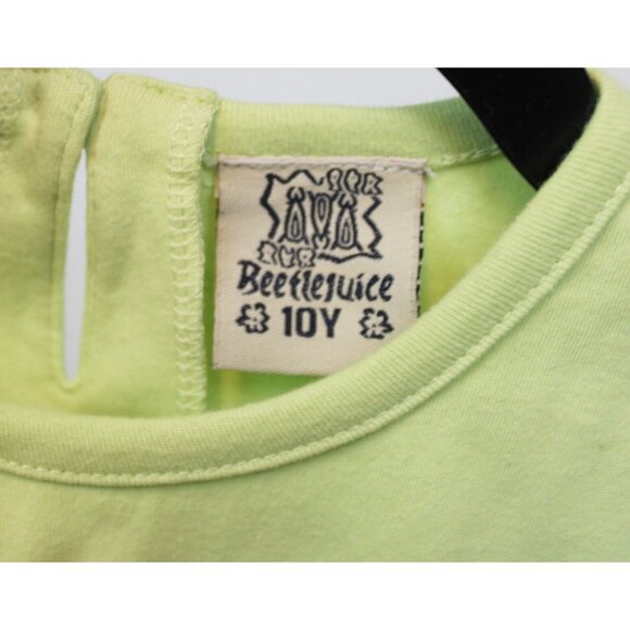 Beetlejuice London Green Tshirt Girls sz 10 Summer Sandblast Flower Wavy Lines - Picture 4 of 5